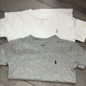 TWO Polo by Ralph Lauren Kids' Gray and White Tees- size 4 (white ) and 3(gray)